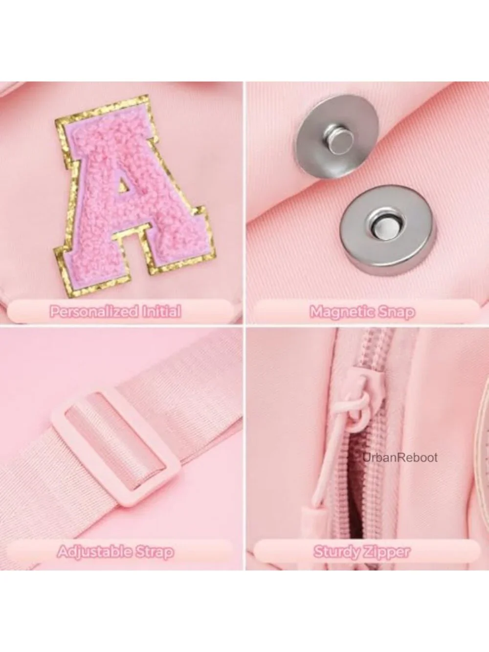 Personalized Initial Crossbody Bag & Mini Belt Bag Set Lightweight Cute